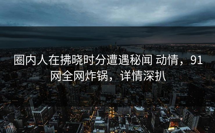 圈内人在拂晓时分遭遇秘闻 动情，91网全网炸锅，详情深扒