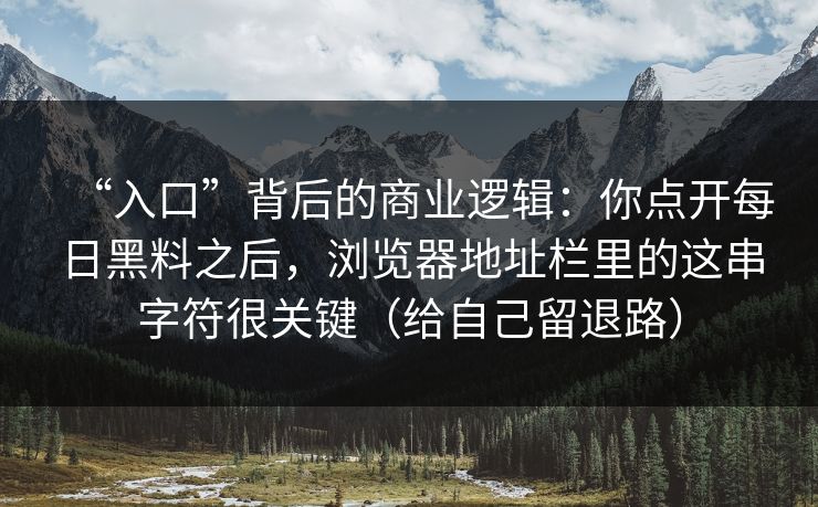 “入口”背后的商业逻辑:你点开每日黑料之后,浏览器地址栏里的这串字符很关键(给自己留退路)